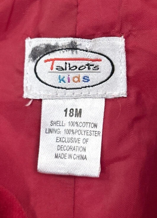 Talbots Niños Terciopelo Vacaciones Una Pieza Niños 18mos Rojo Navidad Calado De Colección Foto 4 de 4