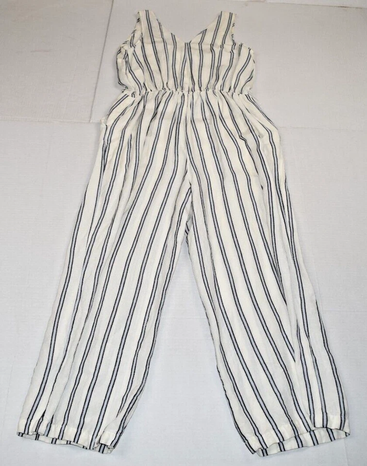 Jersey Vintage Nuevo Día Talla S/M Años 90 Marfil Azul Pálido Rayas Cinturón Corbata Lino Rayón Foto 4 de 4