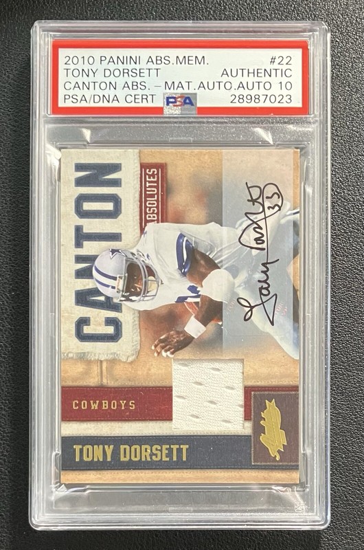 Tony Dorsett 2010 Panini Absolute AUTO /25 Canton Material PSA/DNA Auto Grade 10