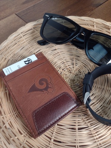 Los Angeles Rams Men's Leather Wallet - Brown Front Pocket Wallet - NFL Rams - Picture 14 of 15
