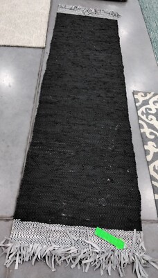 L GREY / BLACK 2'-3'' X 9' Broken Thread Rug, Reduced Price 1172748855 VTL310E-29