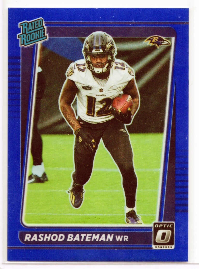 2021 Panini Donruss Optic - Rated Rookie Blue Prizm #210 Rashod Bateman /179