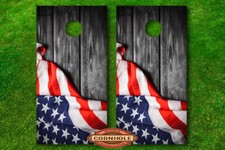 VINYL WRAPS Cornhole Boards DECALS Draped American Flag