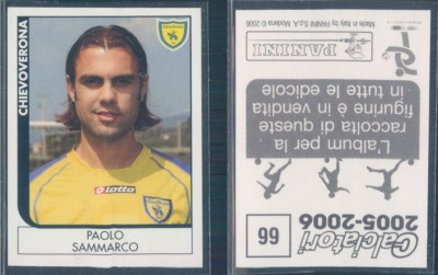 FIGURINE FOOTBALLERS PANINI 2005/06-CHIEVOVERONA, SAMMARCO-N.66-NEW WITH VELINA