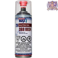 2K Epoxy Primer Spray, Matte Black - Chip-Resistant, 13.5 Fl Oz for All Surfaces