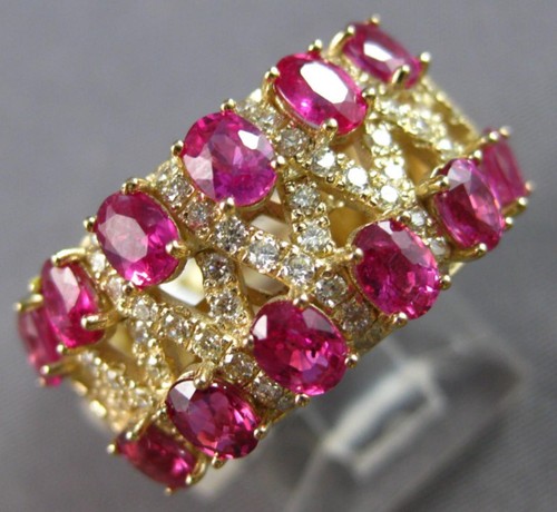 LARGE 3.62CT DIAMOND & AAA RUBY 14KT YELLOW GOLD CRISS CROSS INFINITY LOVE RING - Picture 1 of 7