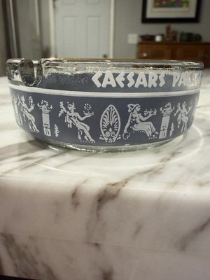 Vtg Caesars Palace Casino Las Vegas Nevada Powder Blue Glass 3.25  Ashtray Dish