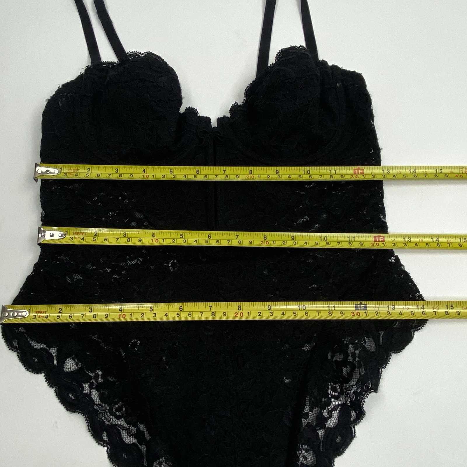 Vintage NINA RICCI France Black Lace High Leg Bodysuit Lingerie US 34 FR90 EUR75