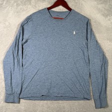 Polo Ralph Lauren Shirt Mens Large Blue Custom Fit Long Sleeve Pony Logo