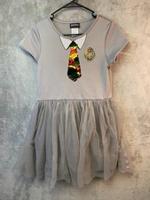 Harry Potter Girls Dress XL 14/16 Gray Hogwarts Sequin Tie Tulle