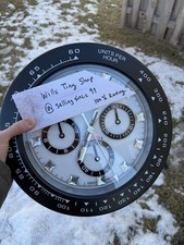 Luxury Homage Wall Clock - Styled After Daytona - Black And White Panda