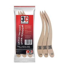 Wooden Wave Silicone Sealant Tooling Sticks (Pack of 3) 8mm 10mm & 15mm