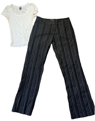 Bisou Bisou Pinstripe Pants & Wild Fable Tee Bundle XS/S