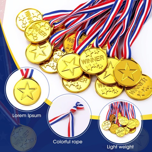 300 Pcs Kids Plastic Winner Award Medals Gold Winner Medals for Parties, Game... - Zdjęcie 3 z 7