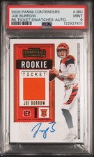 2020 Panini Contenders #RTS-JBU Joe Burrow Rookie Ticket Swatches Auto PSA 9