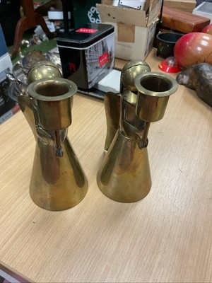 Set of Copper & Brass Angel Candle Holders Holiday Christmas(3)