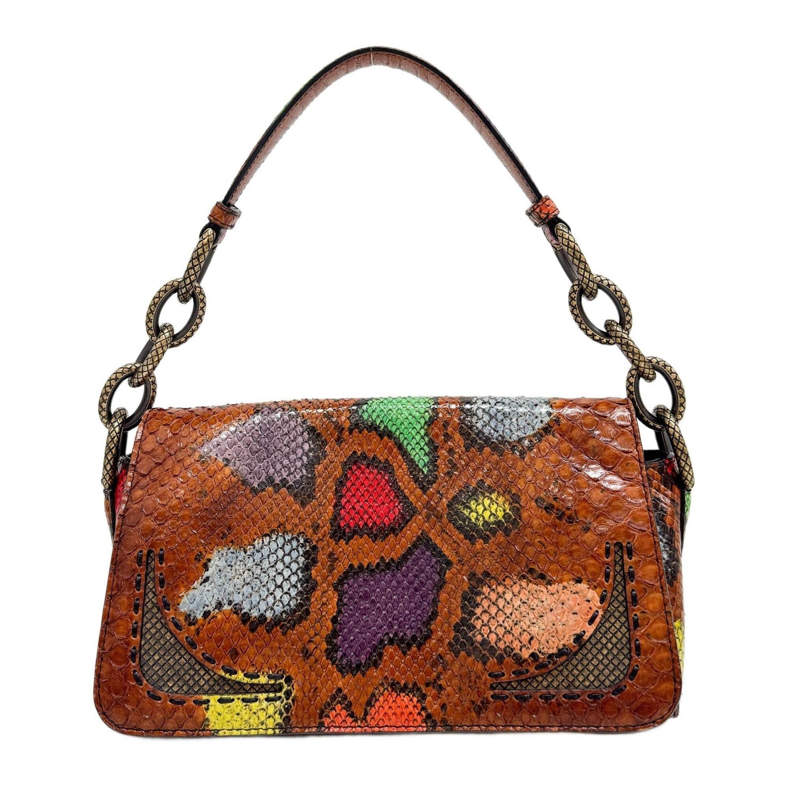 BOTTEGA VENETA Triangle Multicolor Python Embosse… - image 1
