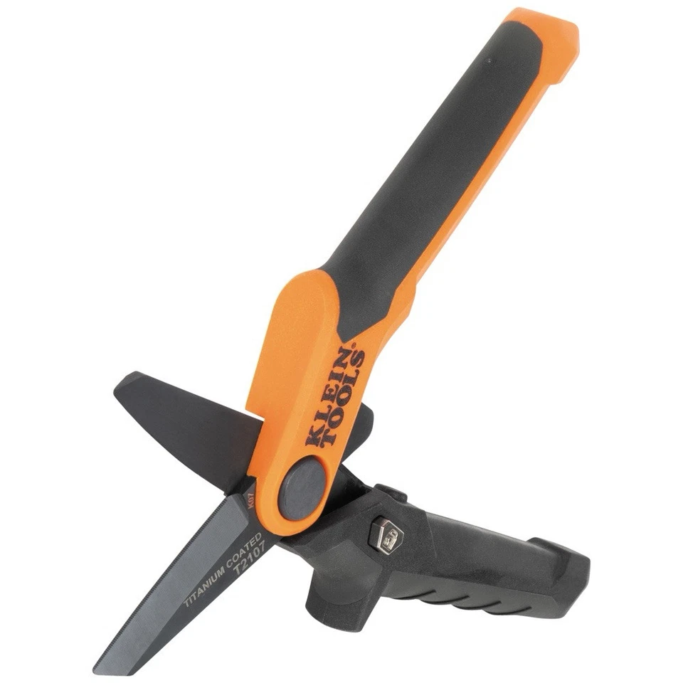 Klein Tools Compact Titanium-Coated Utility Shears, 7” T2107 Ambidextrous Use - Image 3 of 4