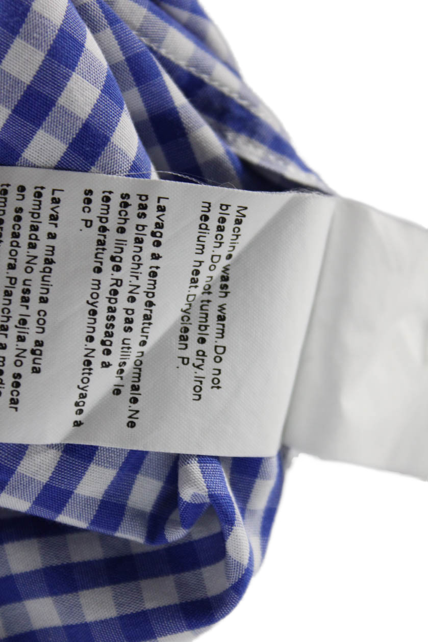 Boss Hugo Boss Mens Blue Check Button-Down Dress Shirt 100% Cotton Size 16 thumbnail 7