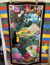 Baby Crib Blanket Handmade Patchwork Quilt With Safari Animals Appliqu  Panel