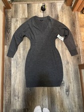 New Grey Nine West V-Neck Dress Large New With Tags NWT 