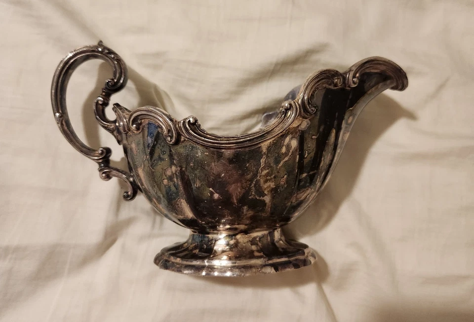 Barco de molho vintage vitoriano banhado a prata - Imagem 4 de 4