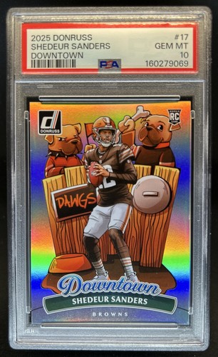 2025 Panini Donruss Shedeur Sanders Downtown! SP Rookie RC #17 Browns PSA 10