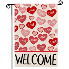 Valentines Day Hearts Garden Flag 12x18 Inch Double Sided Outside for Welcome...