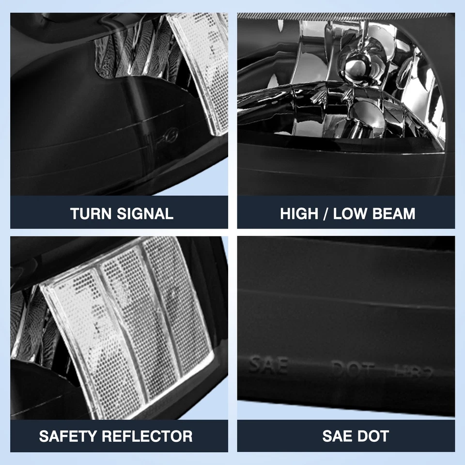 For 1999-2004 Ford Mustang Factory Style Black Clear Headlights Lamps Left+Right - Image 4 of 4