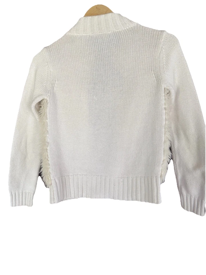 GAP Kids Faux Fur Sweater Sz 14/16 (XXL) Ivory Zip Cardigan -Great Condition! - Image 2 of 4