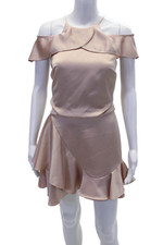 Halston Heritage Womens Sleeveless Layered Neckline Mini Dress Pink Size 2