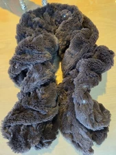 Womens Scarf Grey Sequin Sparkle Pull Through faux fur keyhole