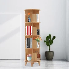 4 Layers Rotating Bookshelf Bookcase Storage Rack Floor Standing Display Holder