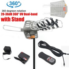 9900miles HD Digital TV UHF VHF Outdoor Long Range Amplified TV Antenna w/ Pole