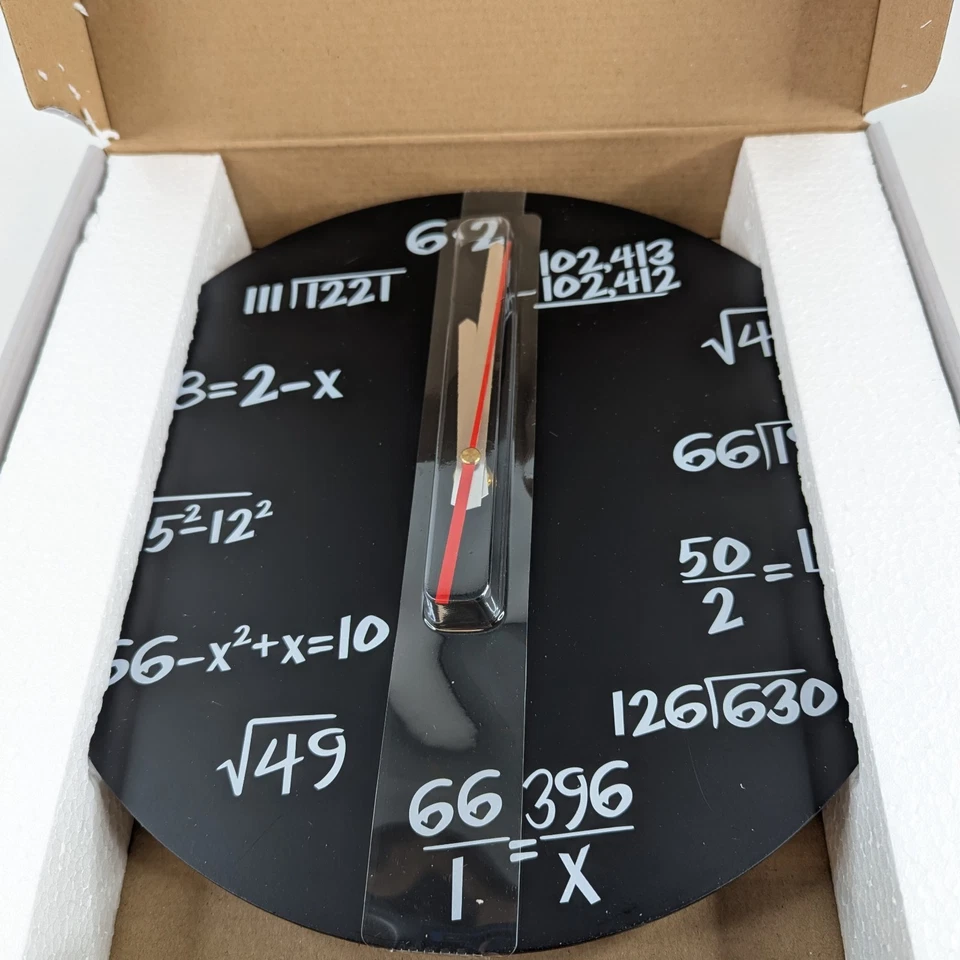 Decodyne Math Equation Wall Clock – Nerdy Geek Black White Battery Operated -NEW - Image 4 of 4