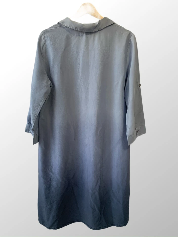 J Jill Women's Size Medium 100% Silk Blue Ombre Dress - Image 2 of 4