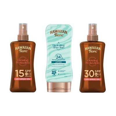 Hawaiian Tropic Trockenöl Spray LSF15 LSF30 + After Sun Lotion Set