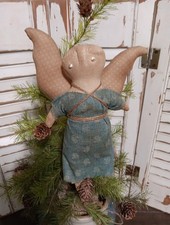 Primitive Folk Art  Cupboard Prairie Doll Angel Ornament 
