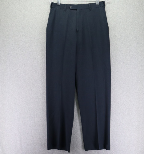 IZOD Pants Mens 30x32 Dress Slacks Suit Business Formal Flat Front Navy Blue