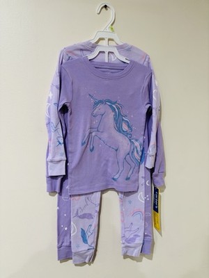 Carter's  Baby Girl  Cotton Unicorn Lounge Set Purple Long Sleeve 2 Piece Size 4