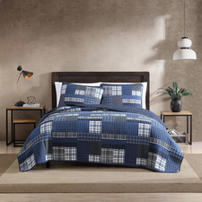 - Twin Quilt Set, Reversible Cotton Bedding with Matching Sham, Lightweight Home