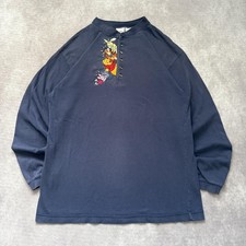 Vintage 90s Disney Winnie The Pooh Shirt Mens L Blue Henley Embroidered