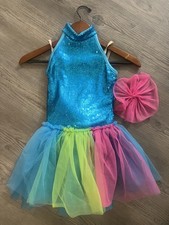 Intermediate Child Weissman Rainbow sequin blue jazz ballet lyrical costume