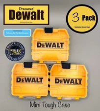 Lot of 3 PREOWNED  DeWalt Mini Tough Case Bits Storage Organizer Yellow