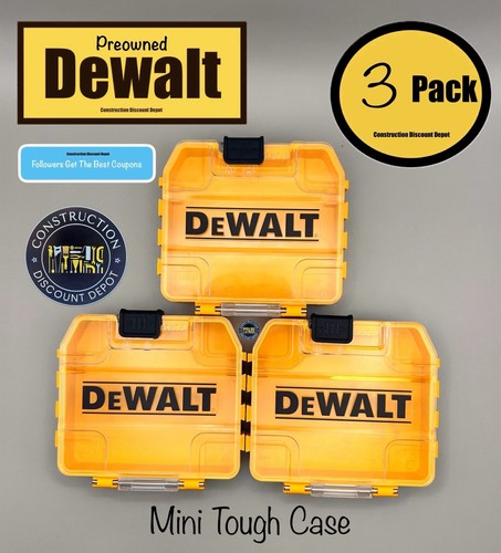 Lot of 3 PREOWNED  DeWalt Mini Tough Case Bits Storage Organizer Yellow