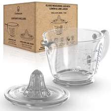 Glass 2-Cup Juicer Lemon Lime Squeezer Citrus Reamer Manual Juicer