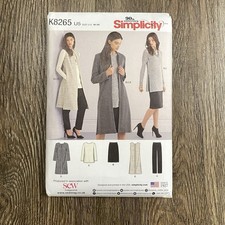 Misses Unlined Jacket Vest Skirt Tunic Sizes 16-24 Simplicity K8265 Uncut