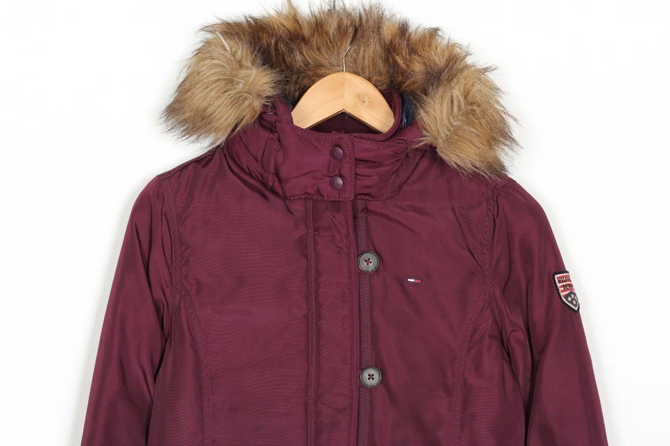 TOMMY HILFIGER DENIM Jacke mit Fellkapuze Damen Größe M MJ5998 - Bild 3 von 4