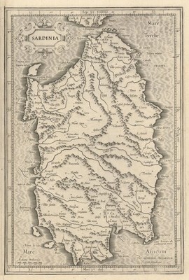 Die Insel Sardinien von Hondius / Mercator um 1619 alte antike Landkarte Plankarte