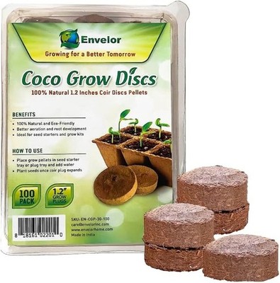 Coco Coir Seed Starter Pellets 1.2'' 100-Pack Peat-Free Grow Plugs